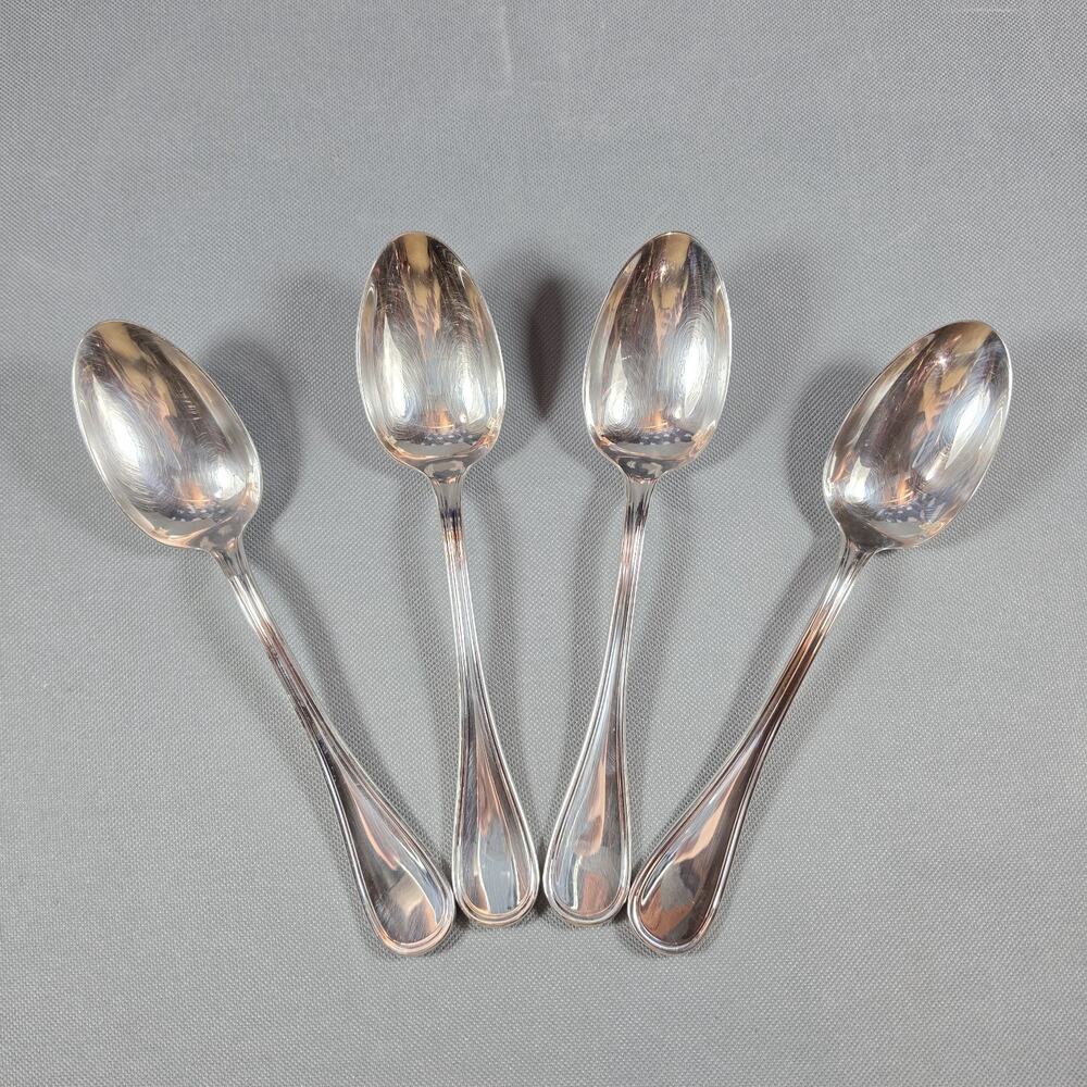 Christofle Albi Silverplate European Place Oval Soup Spoons Set of 4 France